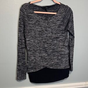 White House Black Market Charcoal and Black Long Sleeve Top